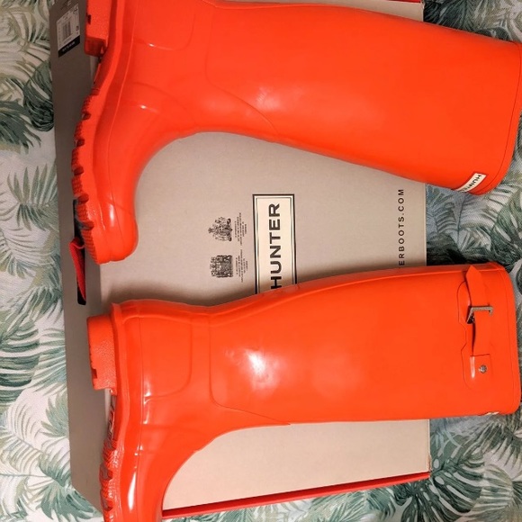 Hunter Orange Tall Gloss Boots - Picture 3 of 3